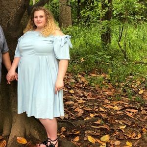 ASOS skater dress with cold shoulder and bow